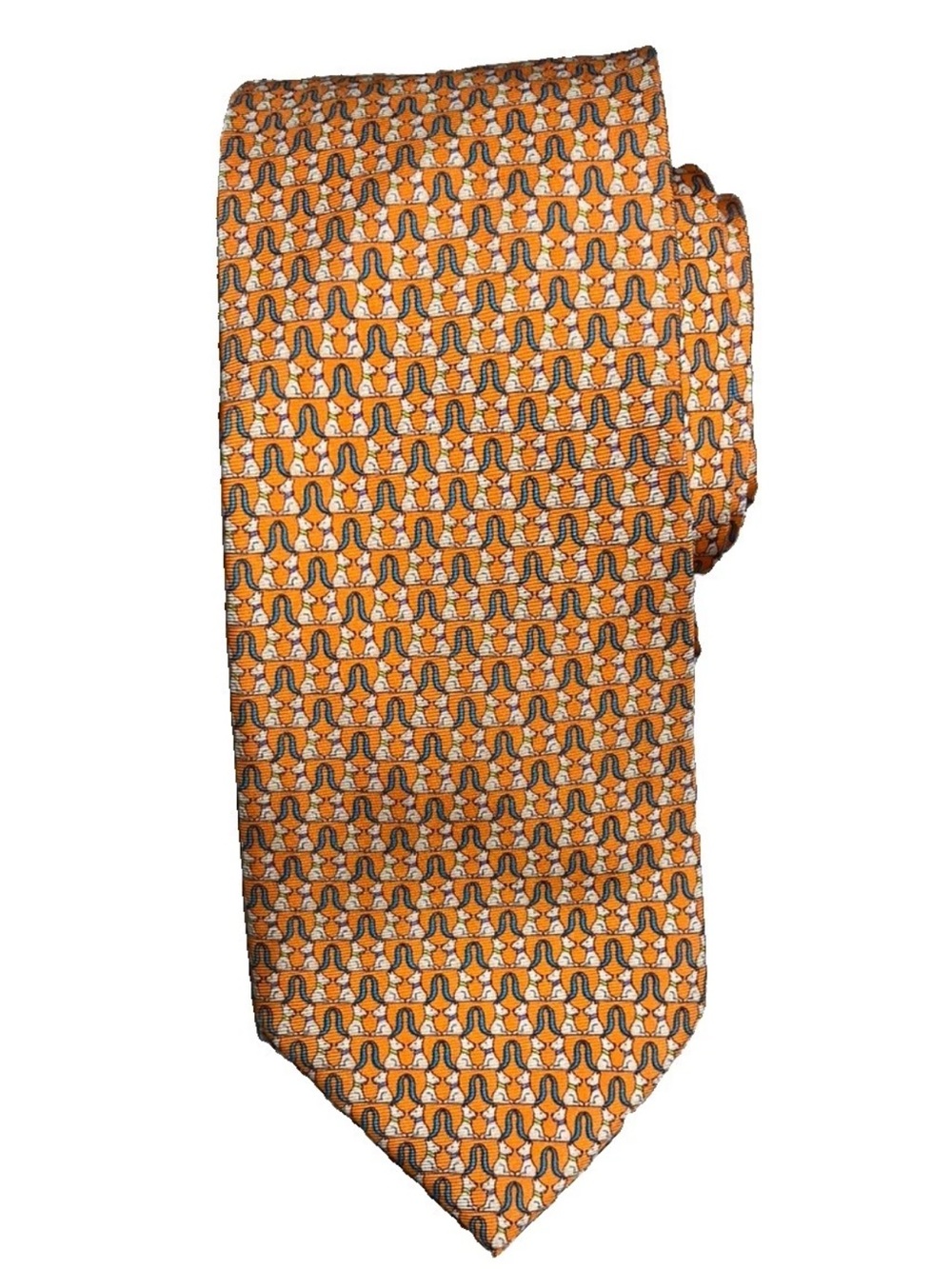 Jos A. Bank Executive Collection Dog Novelty Print Orange 100% Silk Necktie